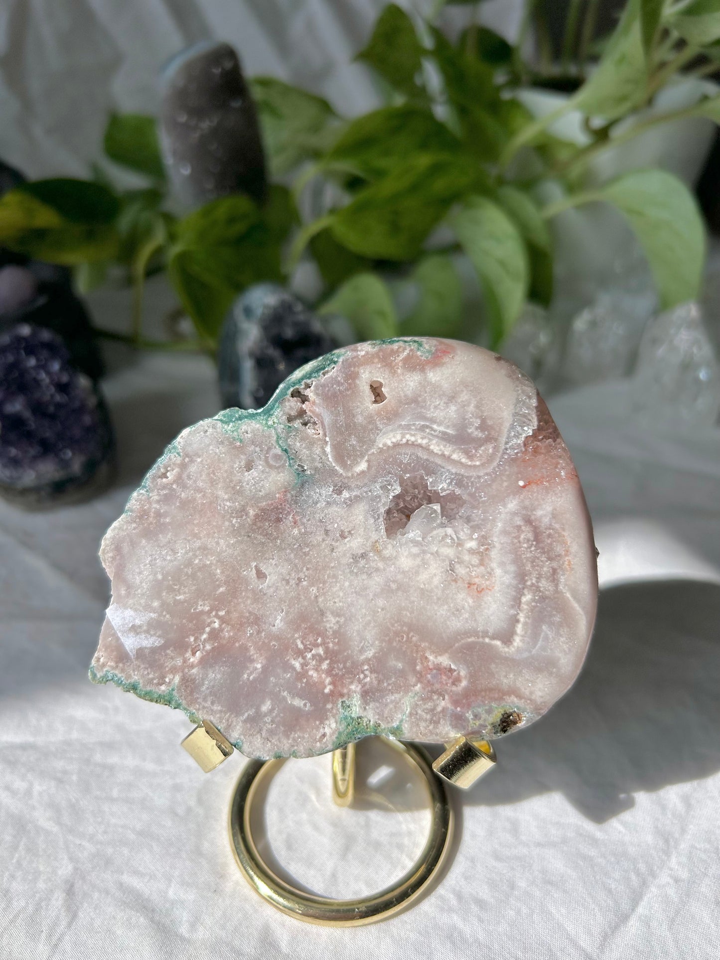 Pink amethyst druzy slab