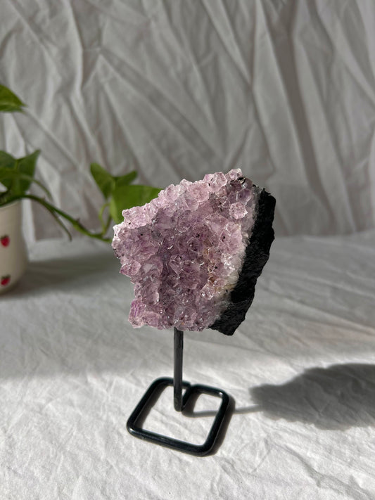 Amethyst cluster on stand