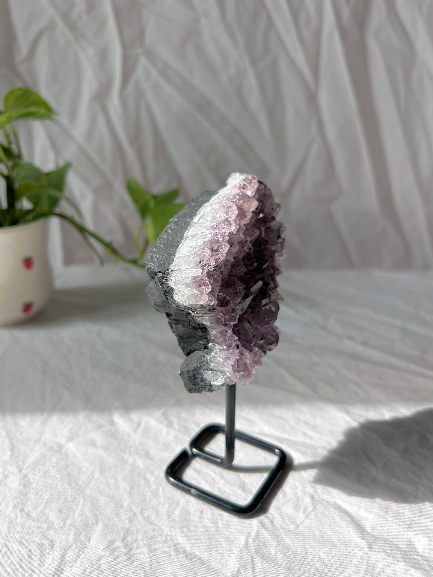 Amethyst cluster on stand